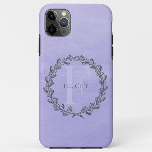 Coques Case-Mate iPhone Élégant monogramme de couronne | Violet (Dos)