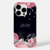 Coques Case-Mate iPhone Élégant Monogramme de feuille d'argent rose (Verso)