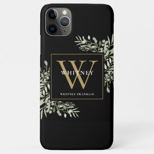 Case-Mate iPhone Case Élégant Monogramme de la végétation moderne Noir O