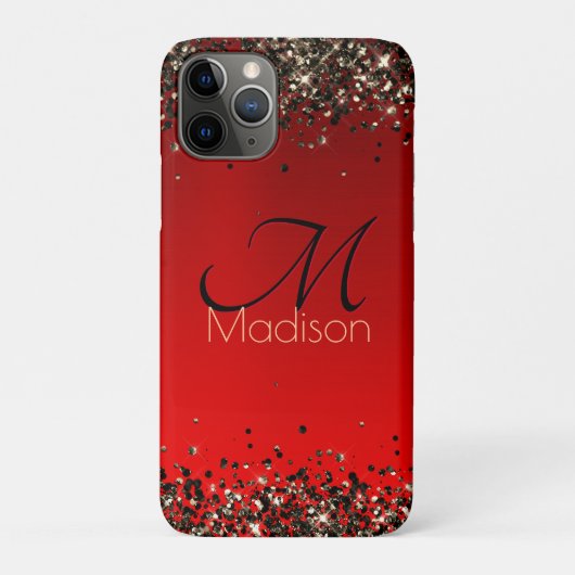 Coques Case-Mate iPhone Élégant monogramme de parties scintillant en or no (Dos)