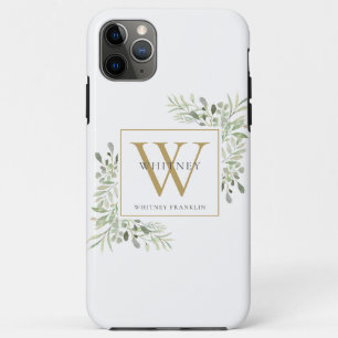 Case-Mate iPhone Case Élégant monogramme de verdure doré stylé