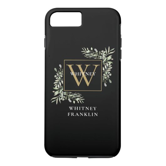 Coques Case-Mate iPhone Élégant Monogramme de Vert doré Personnalisé (Dos)