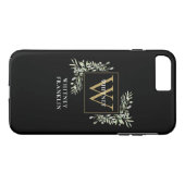 Coques Case-Mate iPhone Élégant Monogramme de Vert doré Personnalisé (Dos (Horizontal))