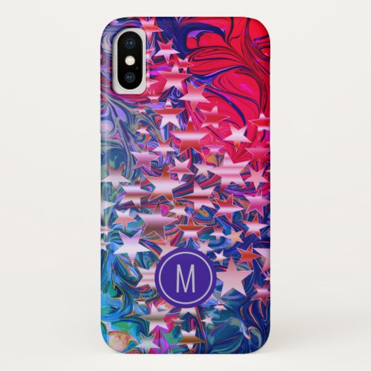 Coques Case-Mate iPhone Élégant Monogramme d'étoiles Abstraites (Dos)