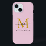 Coque Pour iPhone 15 Élégant Monogramme d'or noir Original Funny Script<br><div class="desc">Elégant Black Gold Monogram Initial Funny Script iPhone 15 Coque Coque-Mate à peine Il Apple iPhone 15 Coque : Ce coque personnalisé Coque-Mate ajusté en forme de plume assure une couverture complète à votre téléphone tout en gardant votre appareil ultra élégant et élégant. Conçu pour l'Apple iPhone 15 Profil mince...</div>