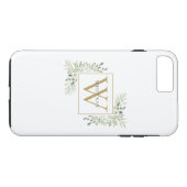 Coques Case-Mate iPhone Élégant monogramme doré de verdure Personnalisé  (Dos (Horizontal))