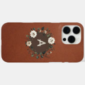 Coques Case-Mate iPhone Élégant monogramme en fleurs (Verso (horizontal))