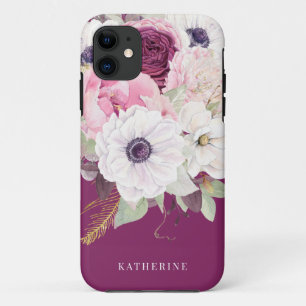Case-Mate iPhone Case Élégant Monogramme floral Bourgogne