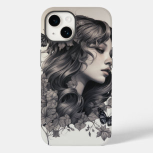 Coque Pour iPhone 14 Élégant Monogramme Floral Coque-Mate iPhone