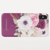 Coques Case-Mate iPhone Élégant Monogramme floral Eucalyptus Peony (Dos (Horizontal))