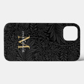 Coques Case-Mate iPhone Élégant Monogramme Floral Or Noir (Verso (horizontal))