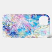 Coques Case-Mate iPhone Élégant monogramme holographique Opal (Verso (horizontal))