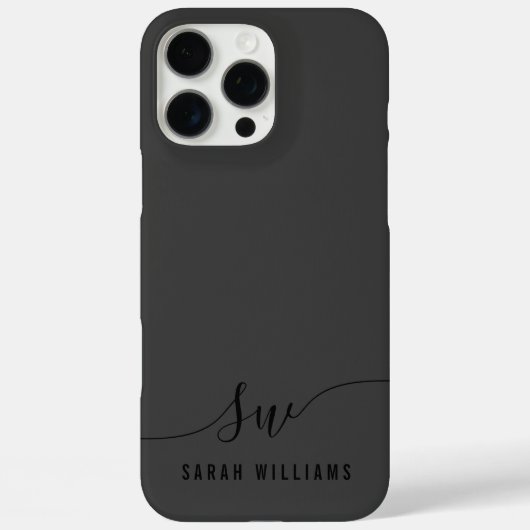 Coques Case-Mate iPhone Élégant Monogramme initial de script noir (Verso)