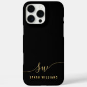 Coques Case-Mate iPhone Élégant Monogramme initial de script noir (Verso)