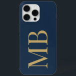 Coque iPhone 15 Pro Max Élégant Monogramme initial minimaliste d'or bleu m<br><div class="desc">Élégant coque iphone Monogramme initial minimaliste de colle d'or de marine</div>
