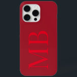 Coque iPhone 15 Pro Max Élégant Monogramme initial minimaliste rouge<br><div class="desc">Élégant minimaliste rouge premier coque iphone Monogramme</div>