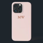 Case-Mate iPhone Case Élégant monogramme initiales minimaliste rose pâle<br><div class="desc">Élégant nom personnalisé ou monogramme initiales rose vif couleur uni coque iphone féminin. Un design minimaliste, simple, moderne et élégant. Rose Dusty personnalisable texte serif sur un arrière - plan couleur uni rose vif.</div>