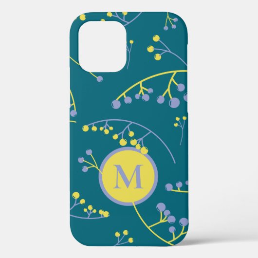 Coques Case-Mate iPhone Élégant monogramme lilas jaune motif (Verso)