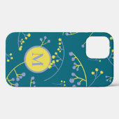 Coques Case-Mate iPhone Élégant monogramme lilas jaune motif (Verso (horizontal))