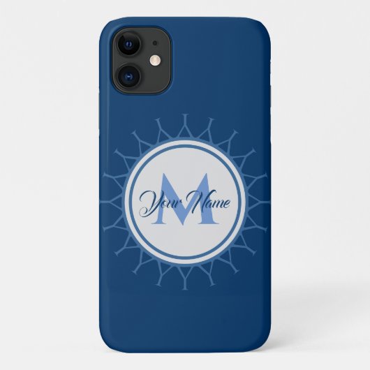 Coques Case-Mate iPhone Élégant monogramme marin intense! (Dos)