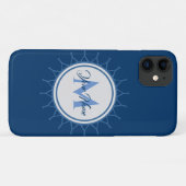 Coques Case-Mate iPhone Élégant monogramme marin intense! (Dos (Horizontal))
