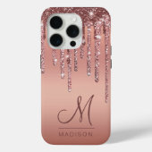 Coques Case-Mate iPhone Élégant Monogramme minimal Rose Parties scintillan (Verso)