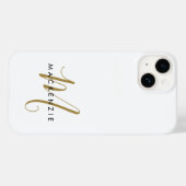 Coques Case-Mate iPhone Élégant Monogramme moderne en or blanc (Verso (horizontal))