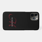 Coques Case-Mate iPhone Élégant Monogramme moderne noir rouge (Dos (Horizontal))