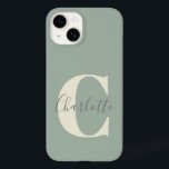 Coque Pour iPhone 14 Élégant Monogramme moderne Nom dans Sage Green<br><div class="desc">Monogramme personnalisé simple et nom dans Sage Green Coque-Mate iPhone 14 Coque</div>