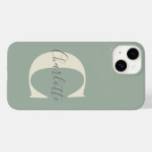 Coques Case-Mate iPhone Élégant Monogramme moderne Nom dans Sage Green (Verso (horizontal))
