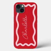Coques Case-Mate iPhone Élégant Monogramme moderne rose et rouge Vague rét (Verso)