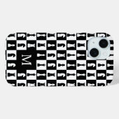Coques Case-Mate iPhone Élégant Monogramme Motif d'échecs noir et blanc (Verso (horizontal))