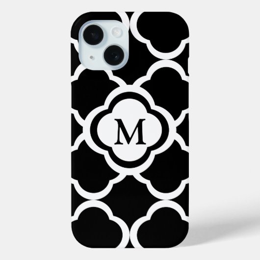 Coques Case-Mate iPhone Élégant Monogramme Motif noir et blanc (Verso)