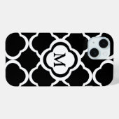 Coques Case-Mate iPhone Élégant Monogramme Motif noir et blanc (Verso (horizontal))