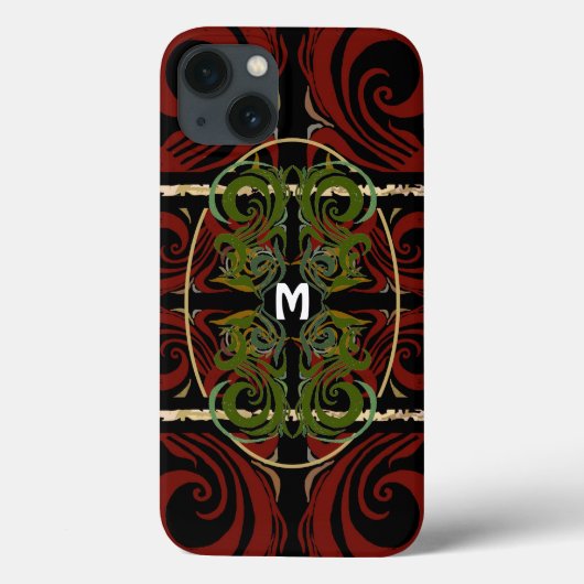 Coques Case-Mate iPhone Élégant Monogramme Motif sombre (Verso)