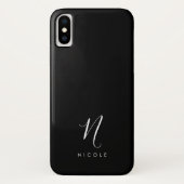 Coques Case-Mate iPhone Élégant Monogramme noir et blanc (Dos)