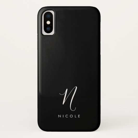 Coques Case-Mate iPhone Élégant Monogramme noir et blanc (Dos)