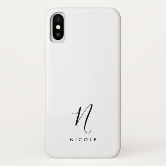 Coques Case-Mate iPhone Élégant Monogramme noir et blanc (Dos)
