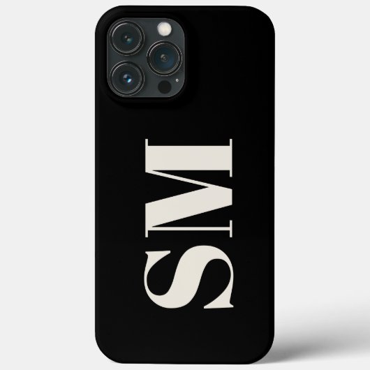 Coques Case-Mate iPhone Élégant Monogramme noir initial (Verso)