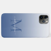 Coques Case-Mate iPhone Élégant Monogramme Nom de script Classic Blue Ombr (Dos (Horizontal))