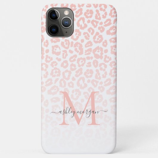 Coques Case-Mate iPhone Élégant Monogramme Nom du script Leopard rose Ombr (Dos)