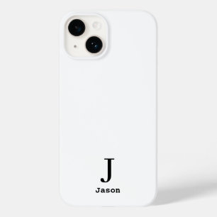 Coque Pour iPhone 14 Élégant Monogramme Nom initial Personnalisé Blanc