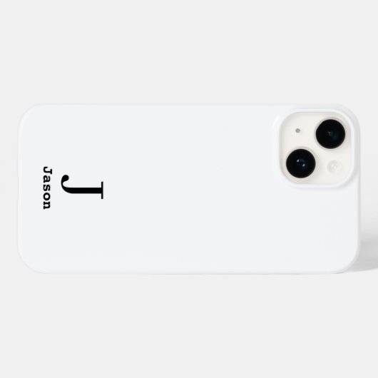 Coques Case-Mate iPhone Élégant Monogramme Nom initial Personnalisé Blanc (Verso (horizontal))
