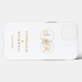 Coques Case-Mate iPhone Élégant Monogramme Or Nom Mariage initial (Verso (horizontal))