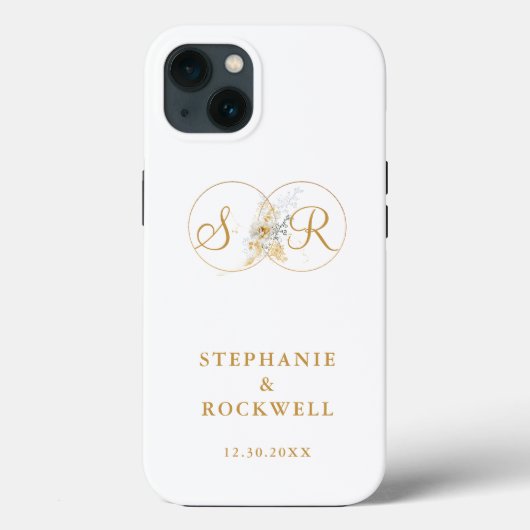Coques Case-Mate iPhone Élégant Monogramme Or Nom Mariage initial (Verso)