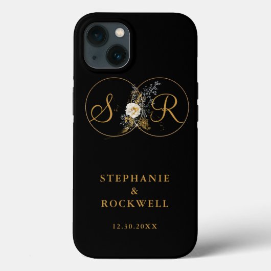 Coques Case-Mate iPhone Élégant Monogramme Or Nom Mariage initial (Verso)