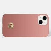 Coques Case-Mate iPhone Élégant Monogramme Or Rose (Verso (horizontal))