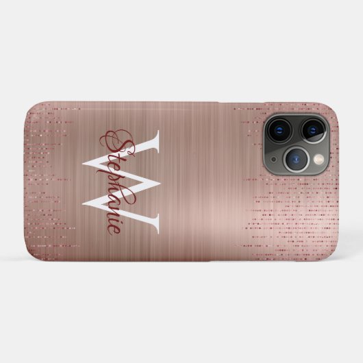 Coques Case-Mate iPhone Élégant Monogramme Or Rose (Dos (Horizontal))