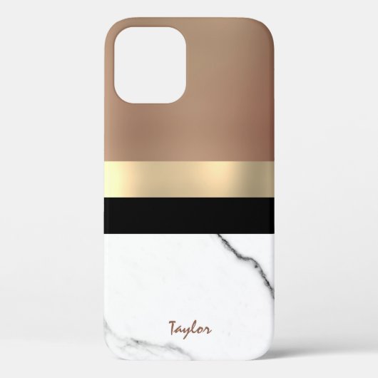 Coques Case-Mate iPhone Élégant monogramme or & rose or marbre blanc (Verso)