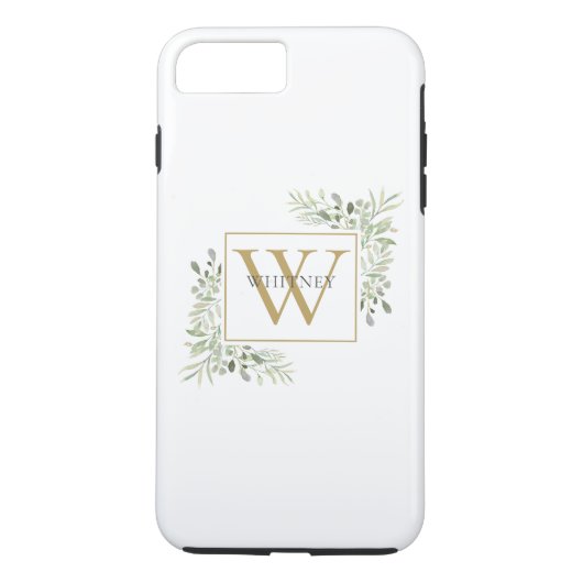 Coques Case-Mate iPhone Élégant Monogramme Or Verdure Personnalisé (Dos)